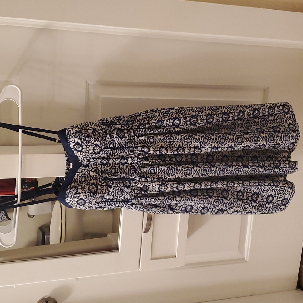 xhilaration xs navy and white floral dress